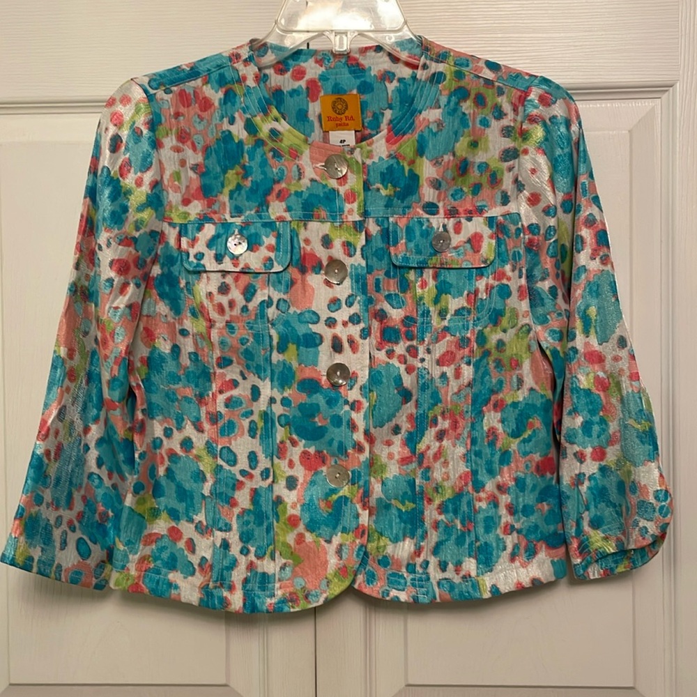 🌷Ruby Rd. 4 Petites Pattern Jacket with Shine